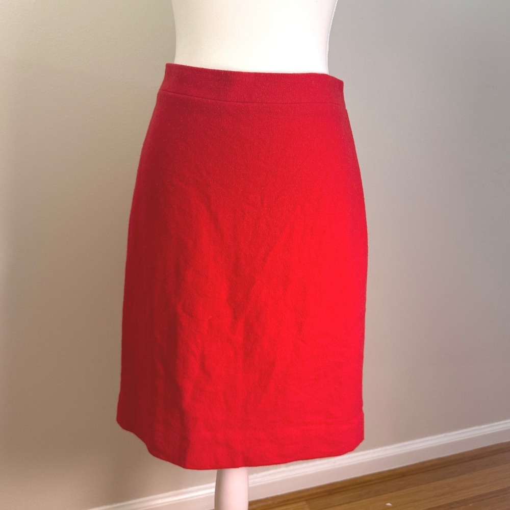 J.Crew Pencil Skirt Size 8 Red‎ Wool Blend Preppy Bold Career Dark Academia